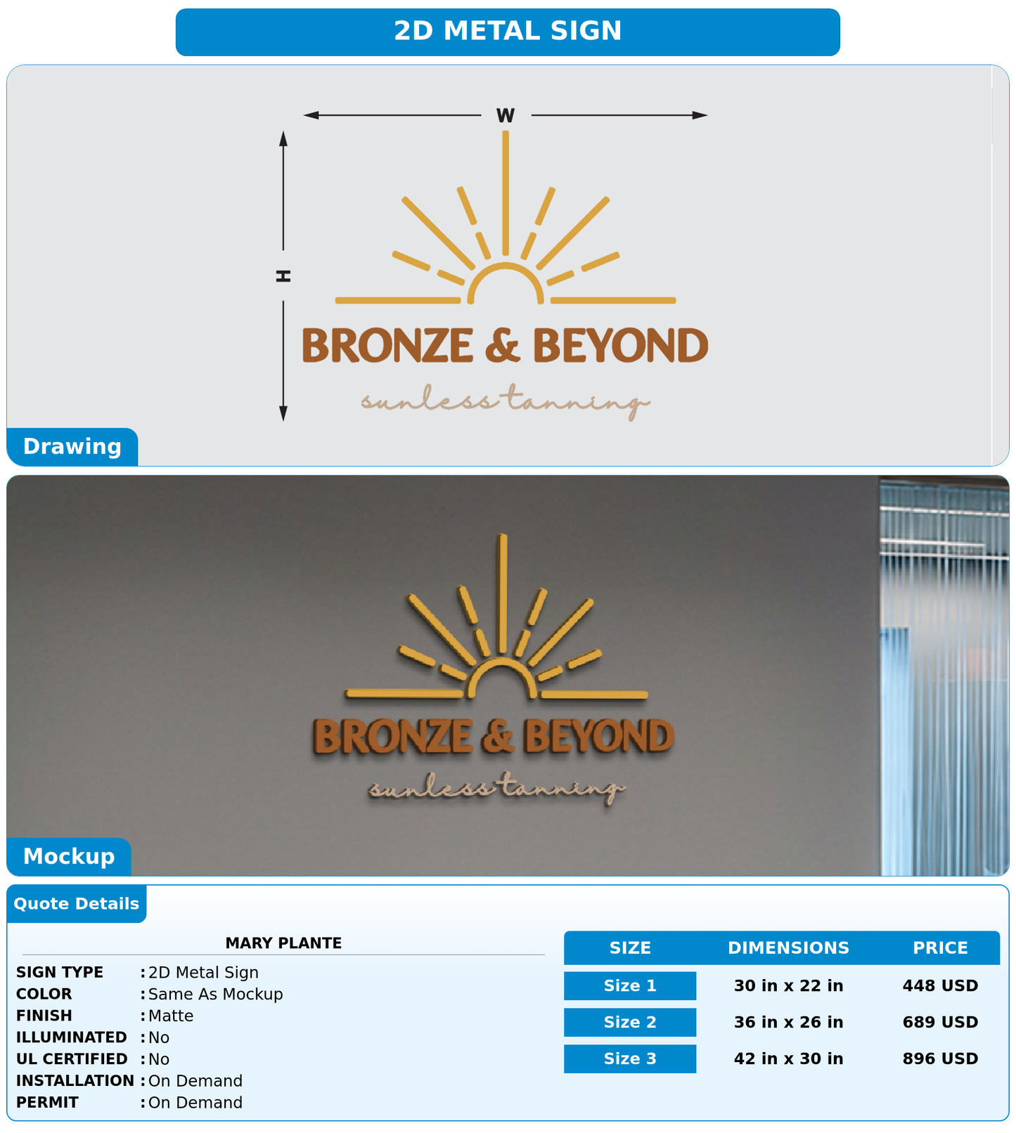 CUSTOM MOCKUP SIGN FOR Mary Plante