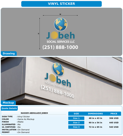 CUSTOM MOCKUP SIGN FOR Nasser Abdulaziz Jobeh