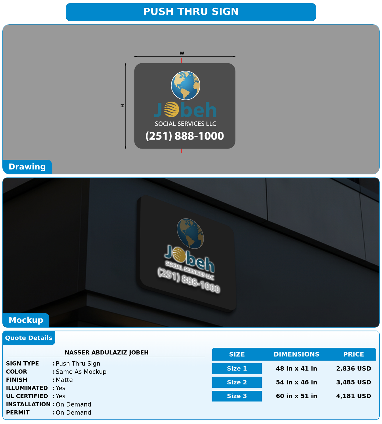 CUSTOM MOCKUP SIGN FOR Nasser Abdulaziz Jobeh