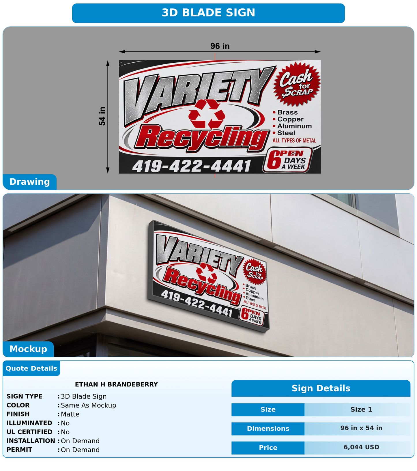 CUSTOM MOCKUP SIGN FOR Ethan h brandeberry