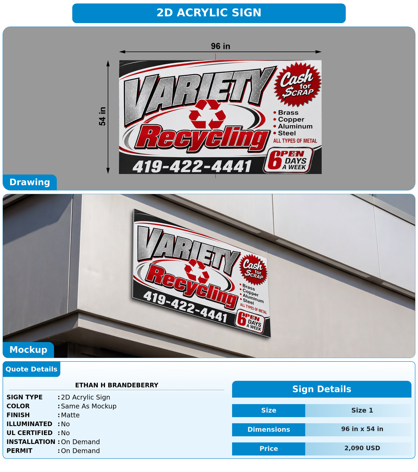 CUSTOM MOCKUP SIGN FOR Ethan h brandeberry