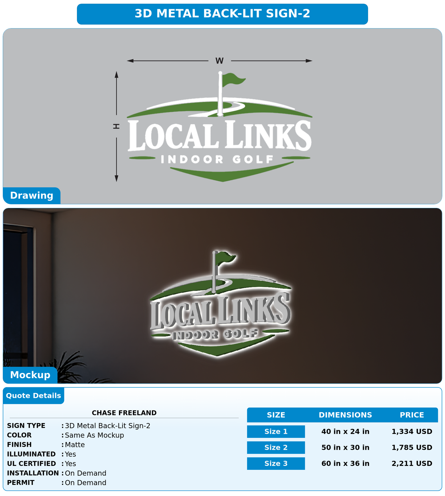 CUSTOM MOCKUP SIGN FOR Chase Freeland