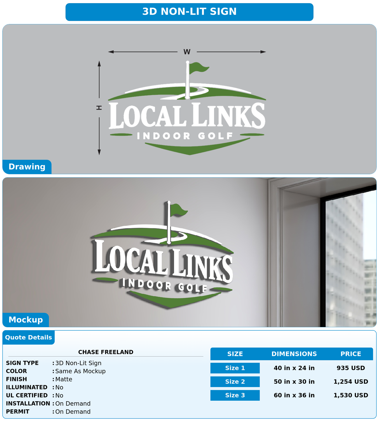 CUSTOM MOCKUP SIGN FOR Chase Freeland