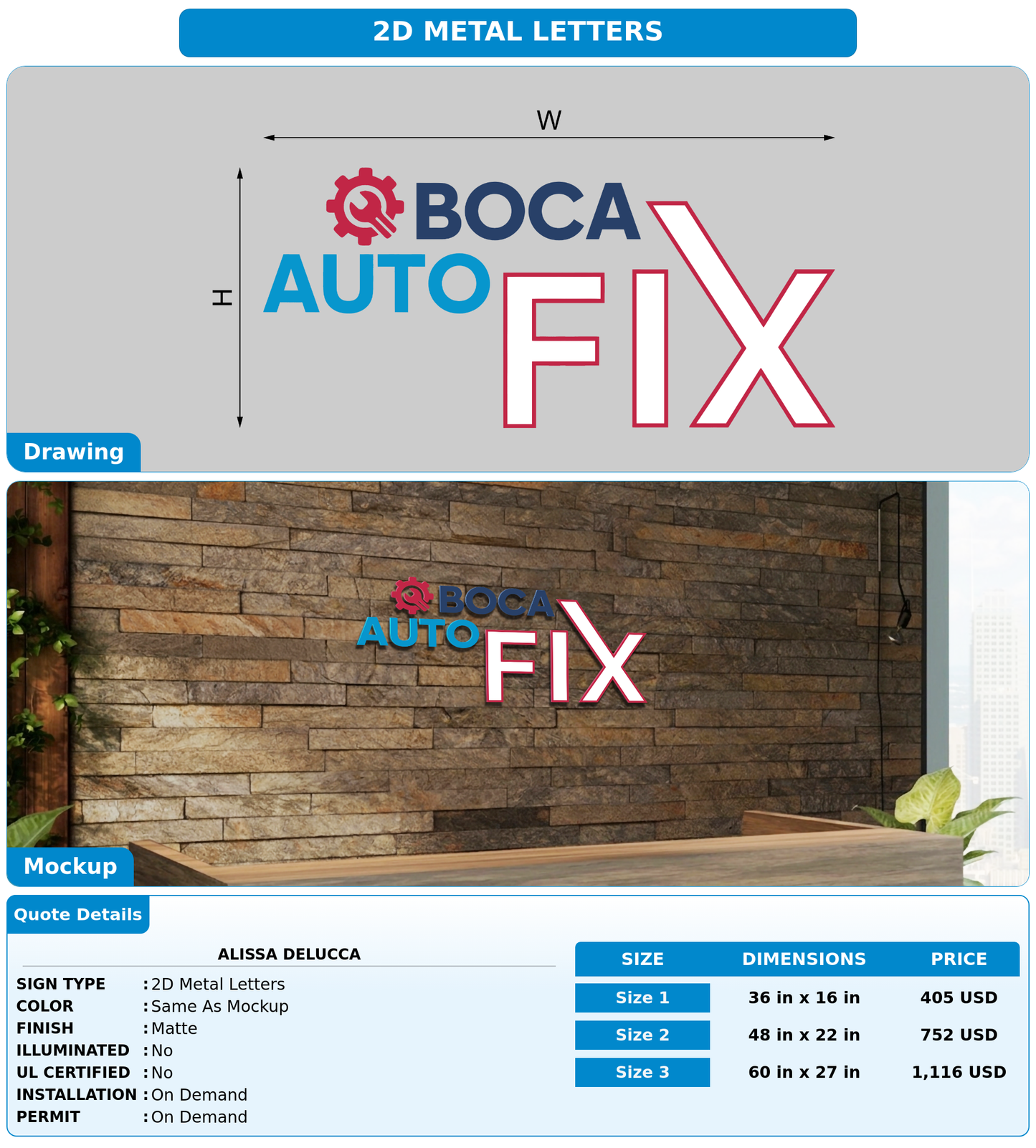 CUSTOM MOCKUP SIGN FOR Alissa DeLucca