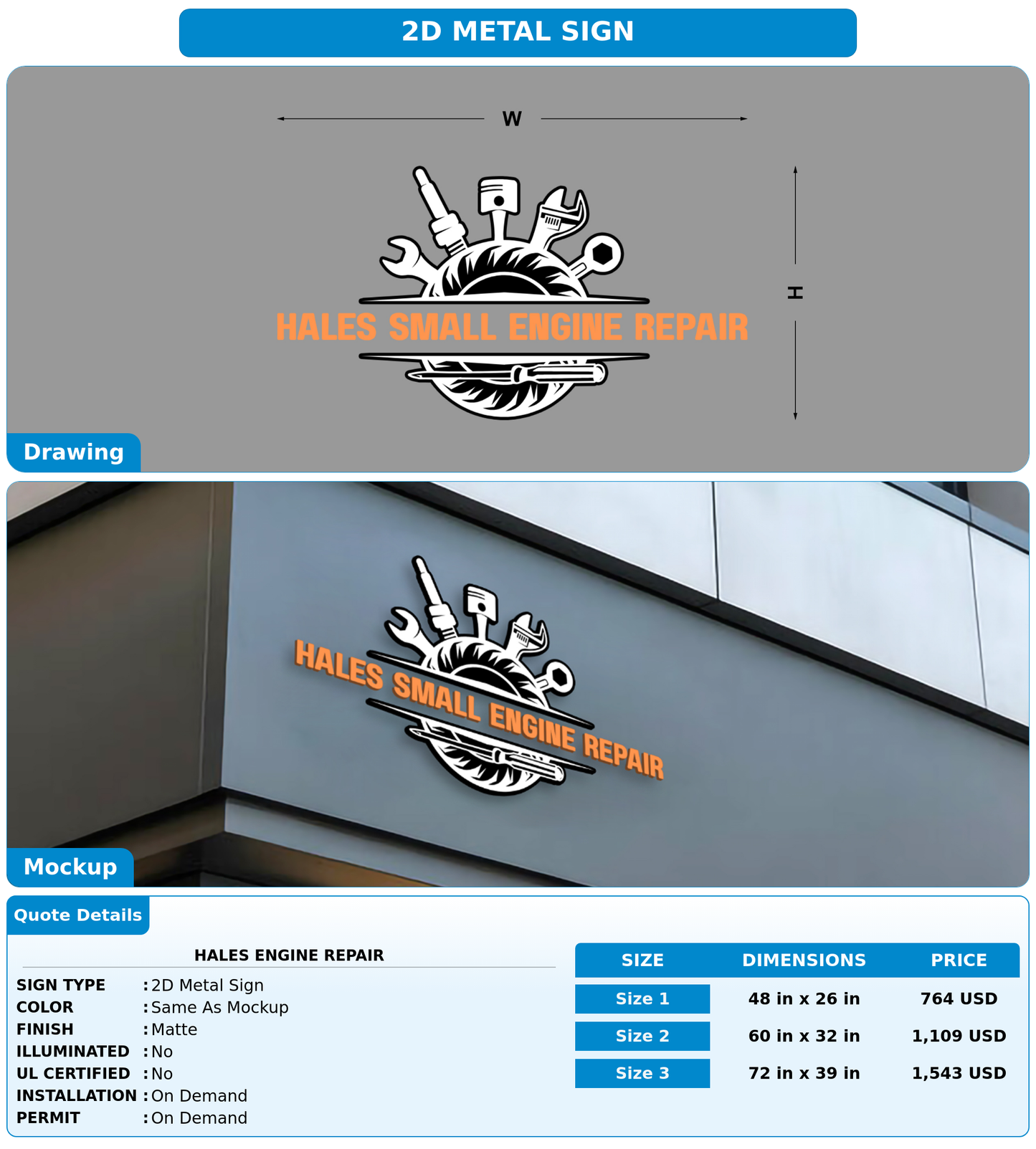 CUSTOM MOCKUP SIGN FOR Hales Engine Repair