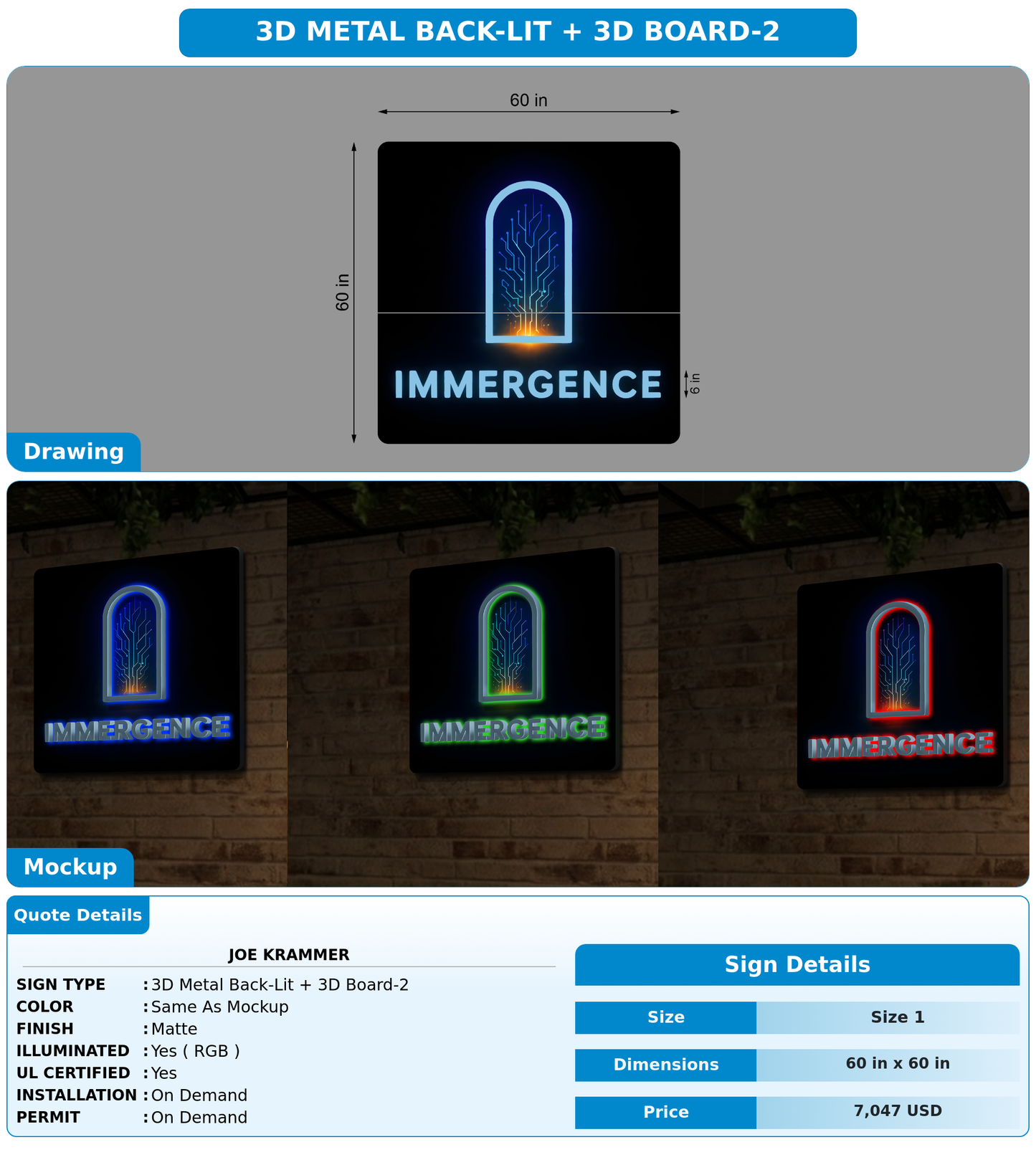 CUSTOM MOCKUP SIGN FOR Joe Krammer