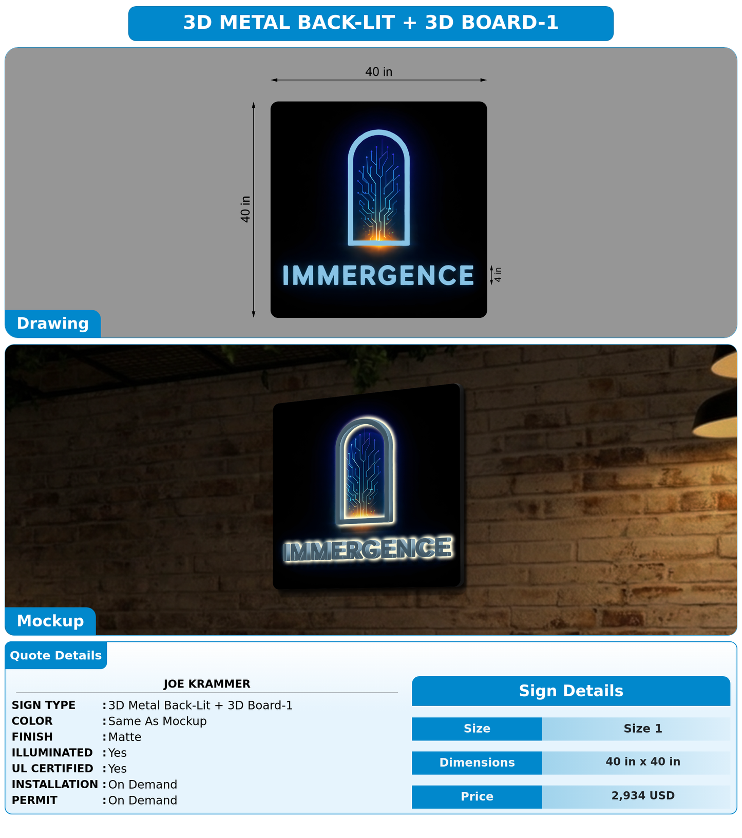 CUSTOM MOCKUP SIGN FOR Joe Krammer