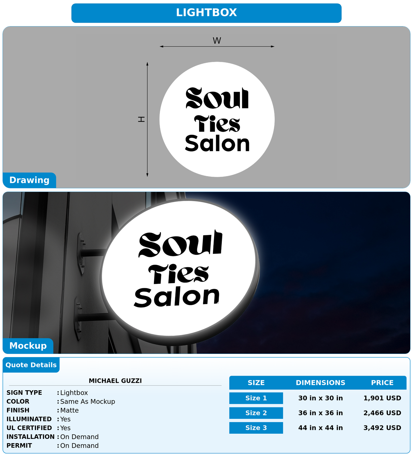 CUSTOM MOCKUP SIGN FOR Michael Guzzi