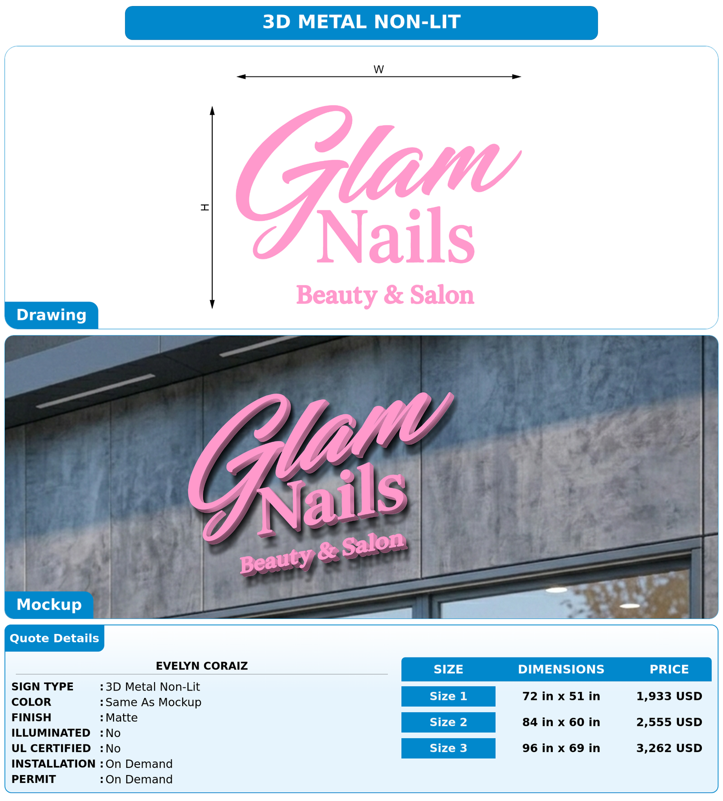 CUSTOM MOCKUP SIGN FOR Evelyn Coraiz
