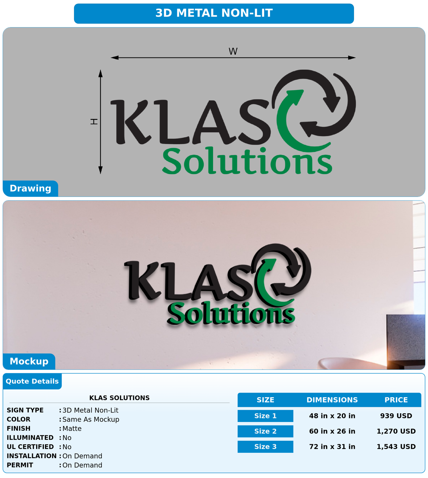 CUSTOM MOCKUP SIGN FOR KLAS Solutions