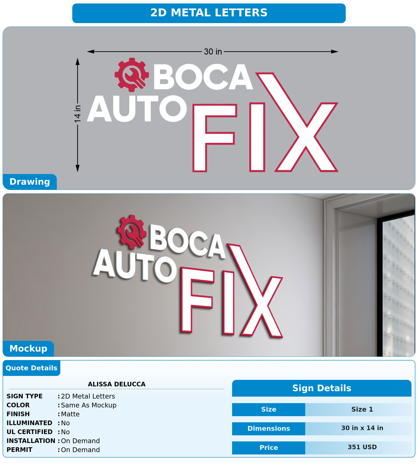 CUSTOM MOCKUP SIGN FOR Alissa DeLucca