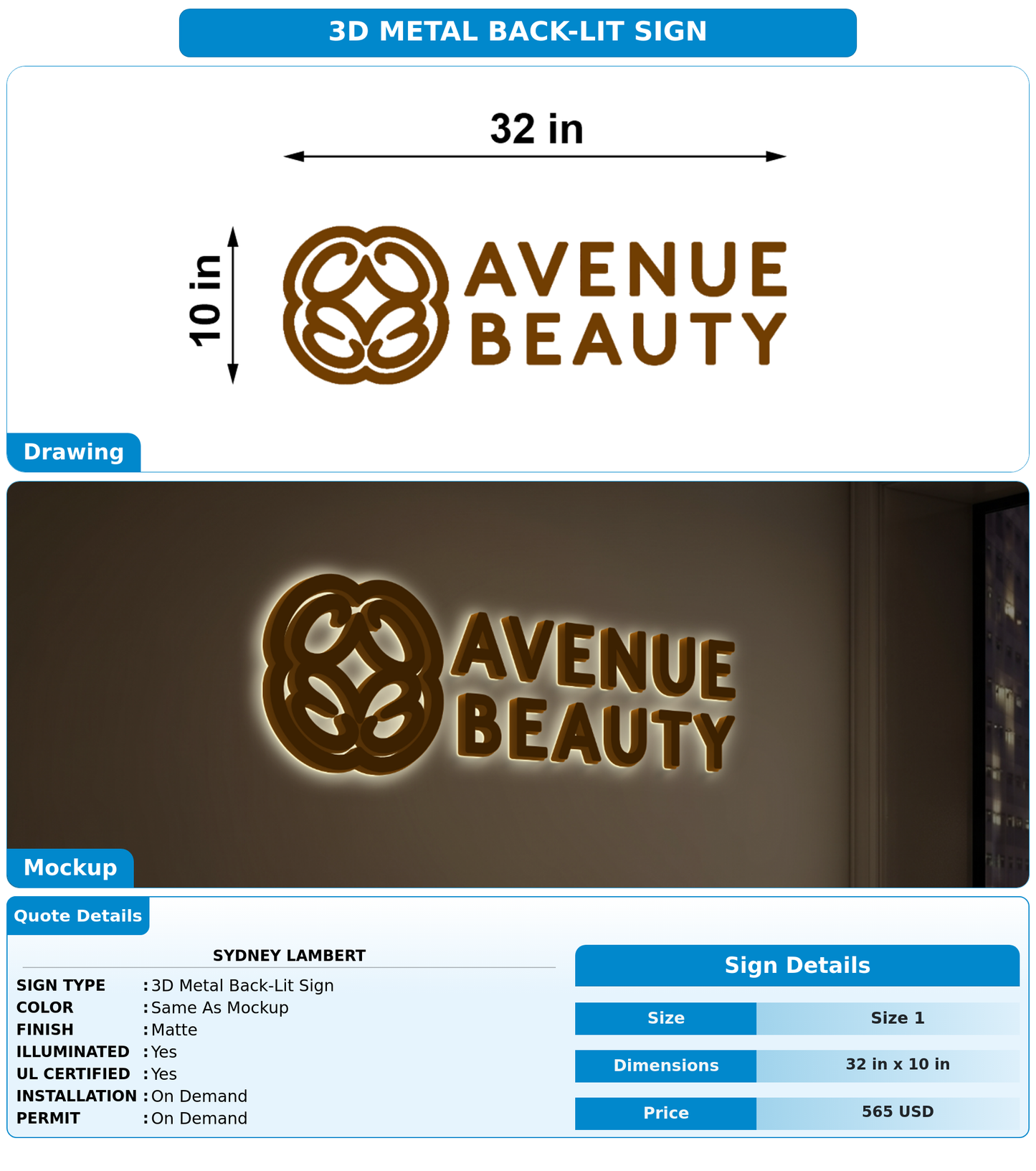 CUSTOM MOCKUP SIGN FOR Sydney lambert