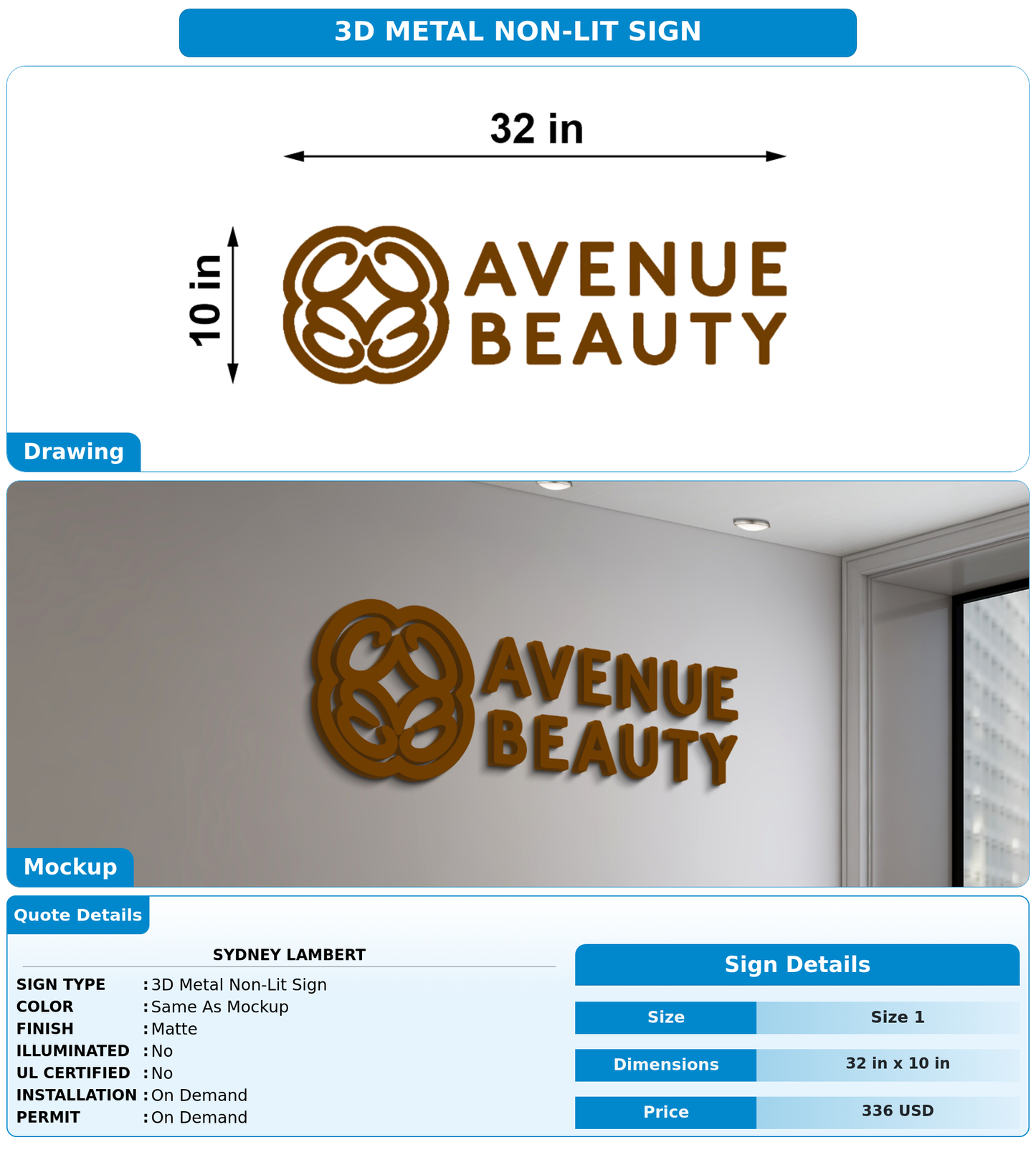 CUSTOM MOCKUP SIGN FOR Sydney lambert