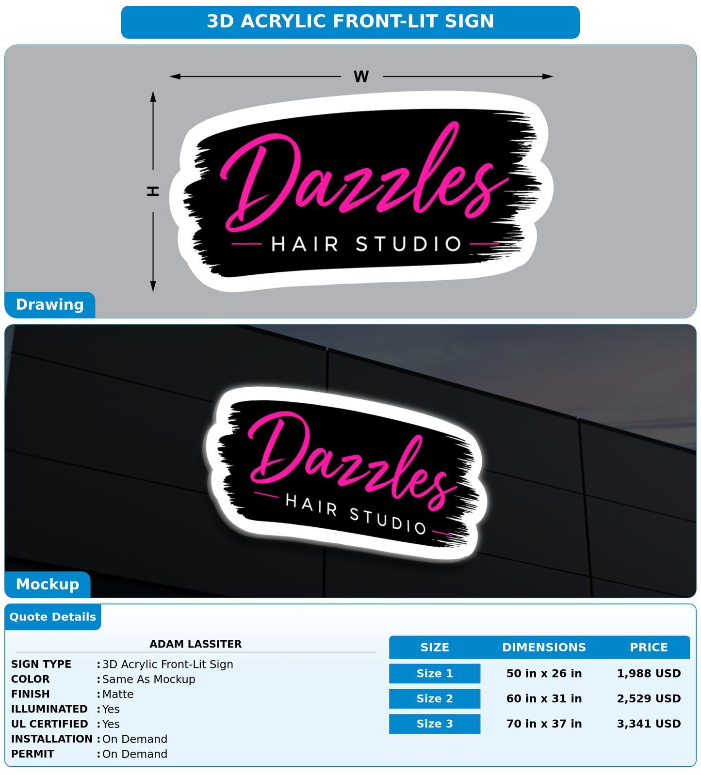 CUSTOM MOCKUP SIGN FOR Adam Lassiter