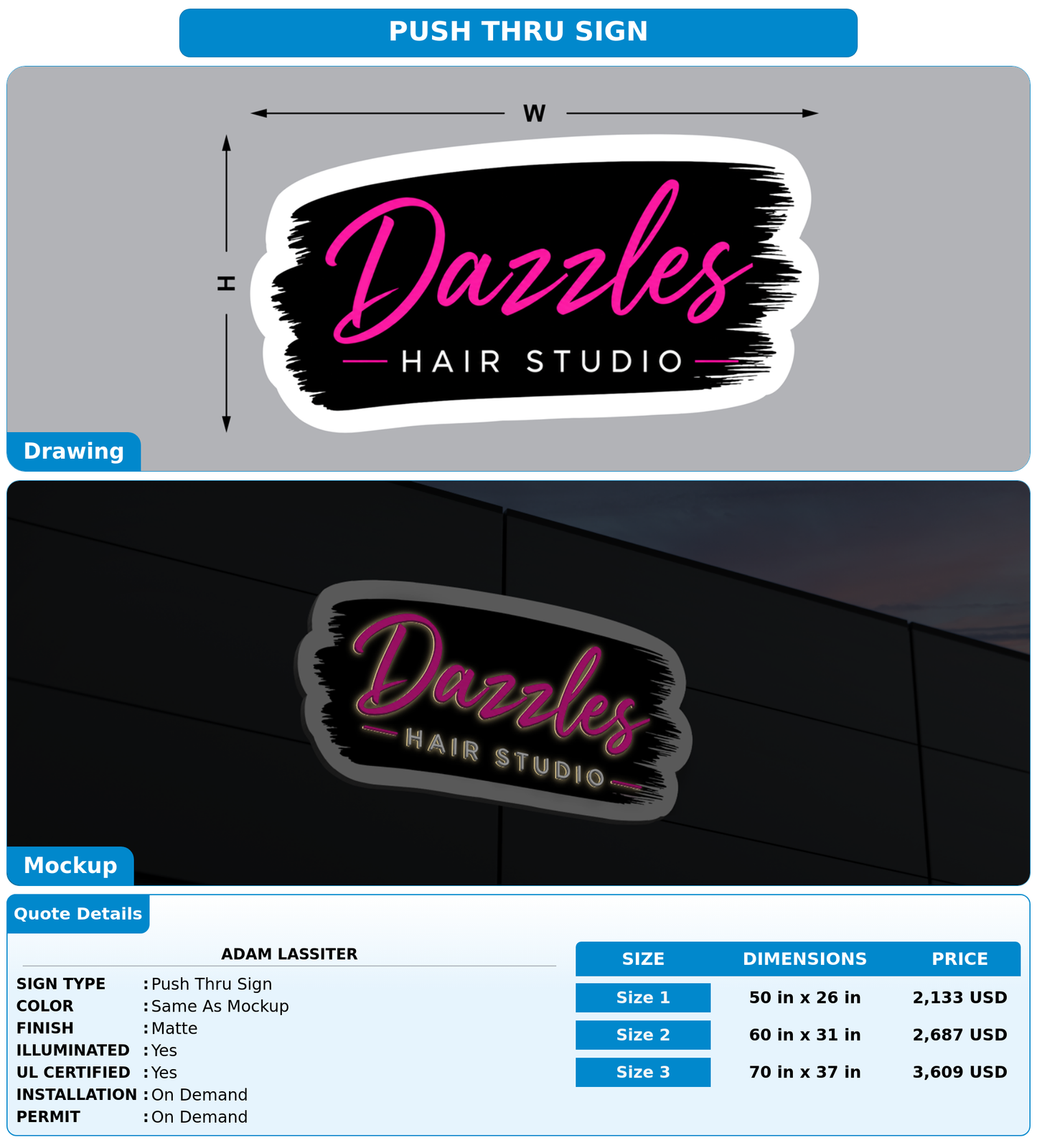 CUSTOM MOCKUP SIGN FOR Adam Lassiter
