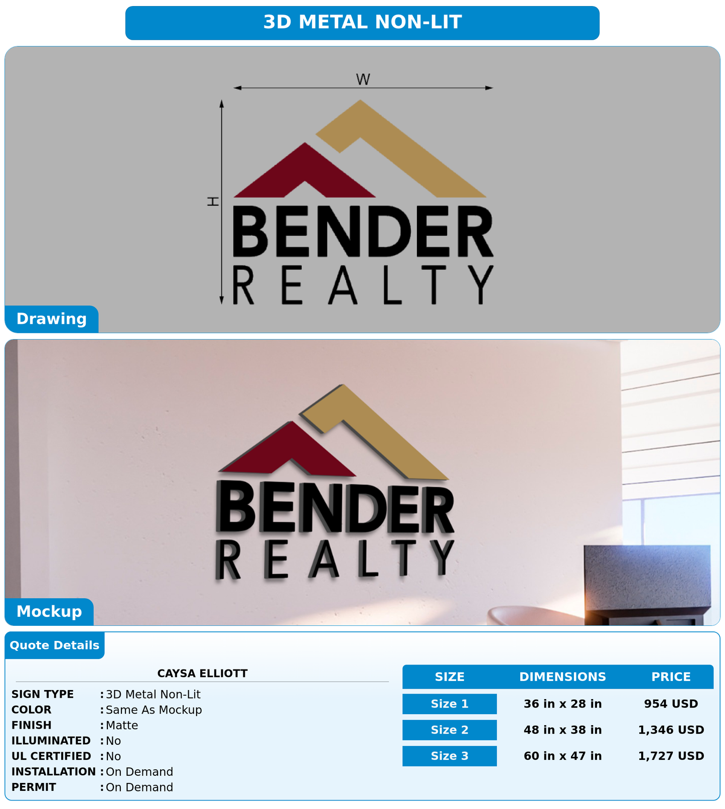 CUSTOM MOCKUP SIGN FOR Caysa Elliott