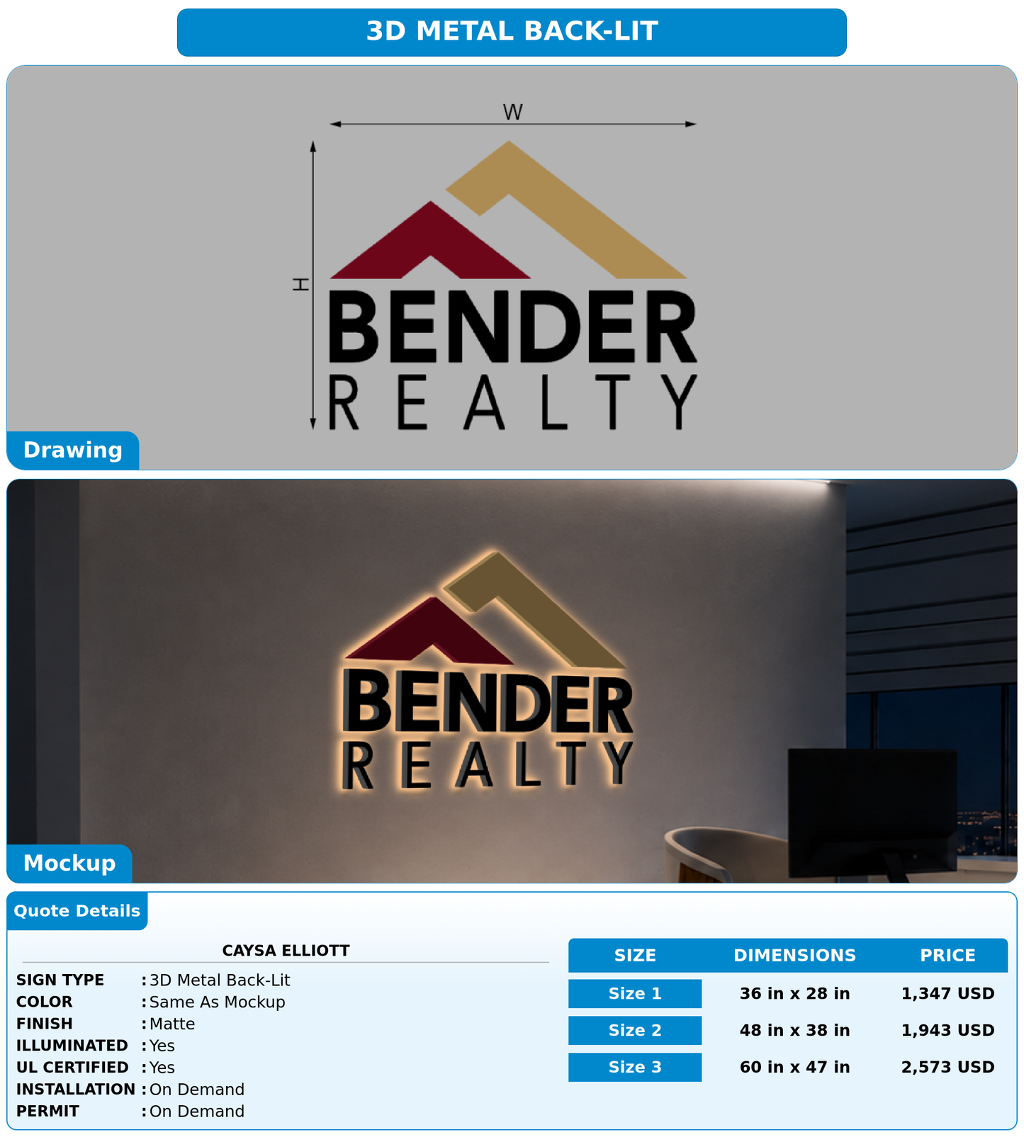 CUSTOM MOCKUP SIGN FOR Caysa Elliott