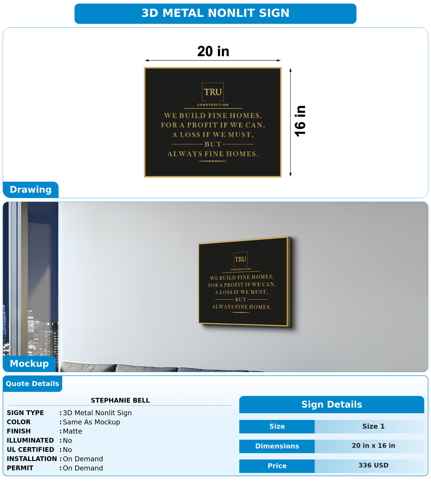 CUSTOM MOCKUP SIGN FOR Stephanie Bell