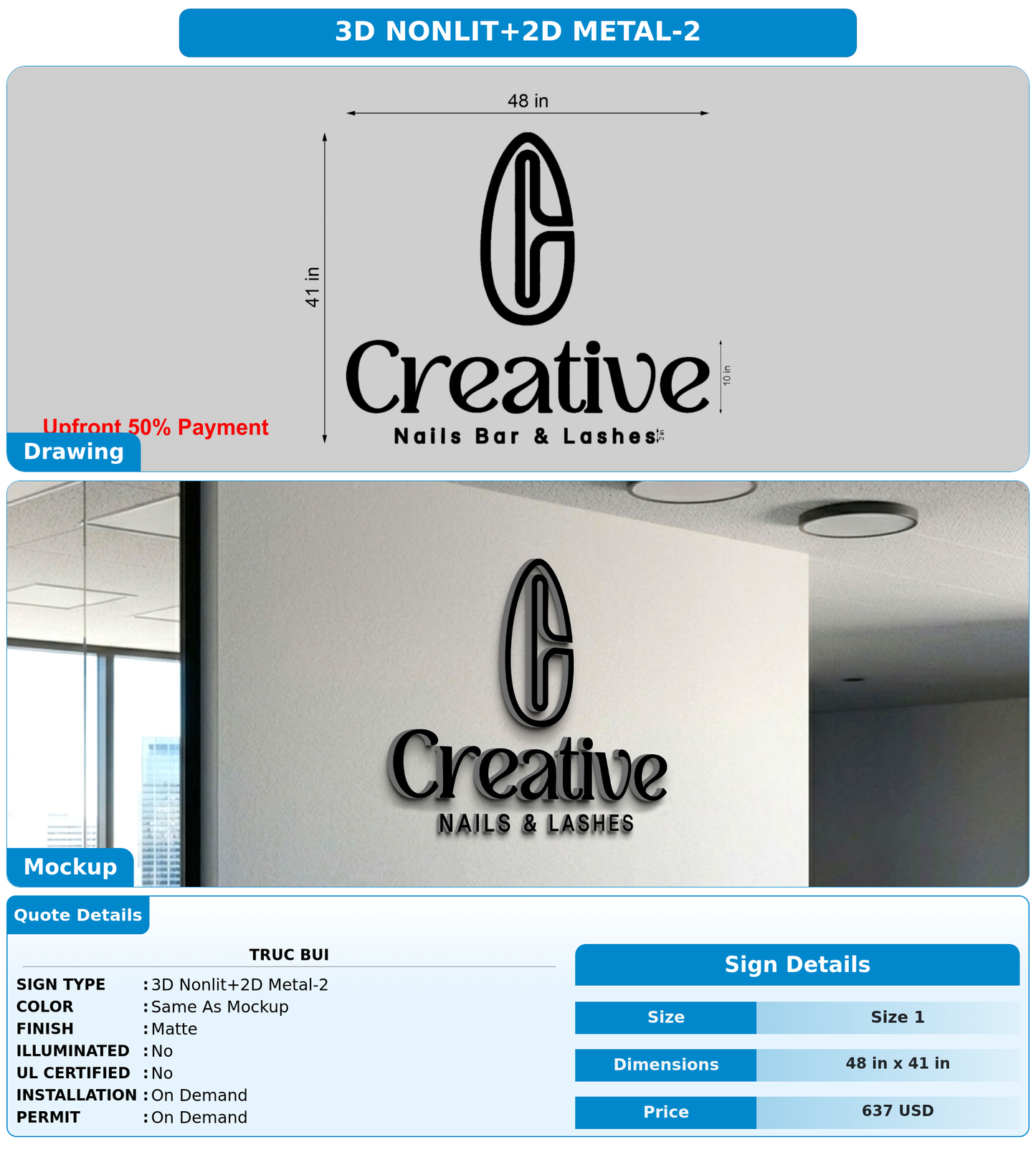 CUSTOM MOCKUP SIGN FOR Truc Bui