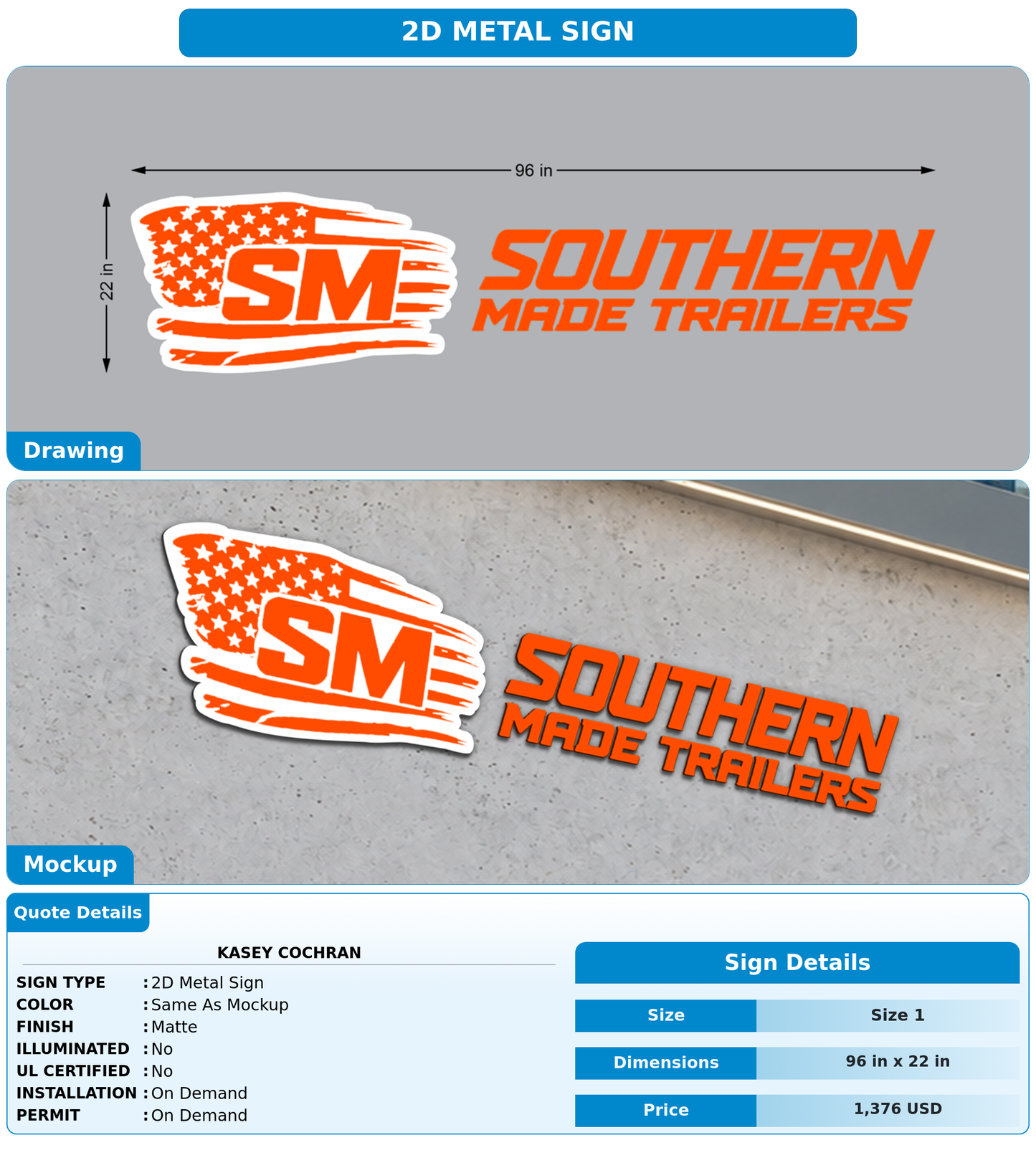 CUSTOM MOCKUP SIGN FOR Kasey Cochran
