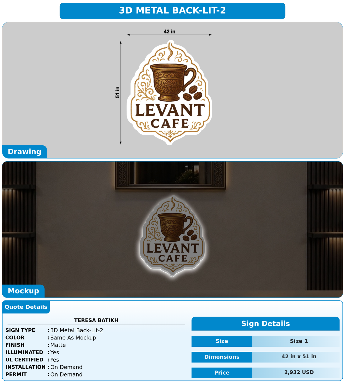 CUSTOM MOCKUP SIGN FOR Teresa Batikh