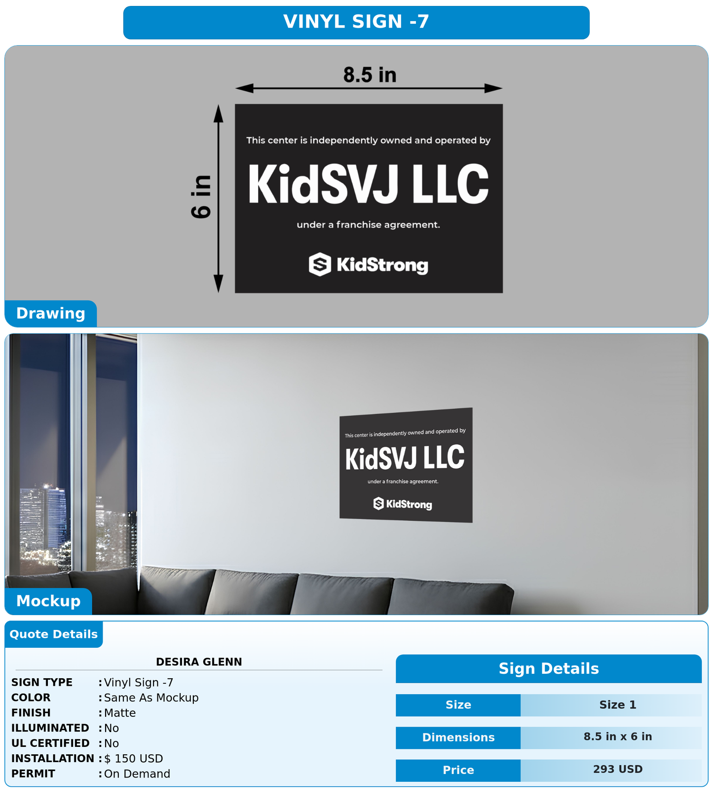CUSTOM MOCKUP SIGN FOR Desira Glenn