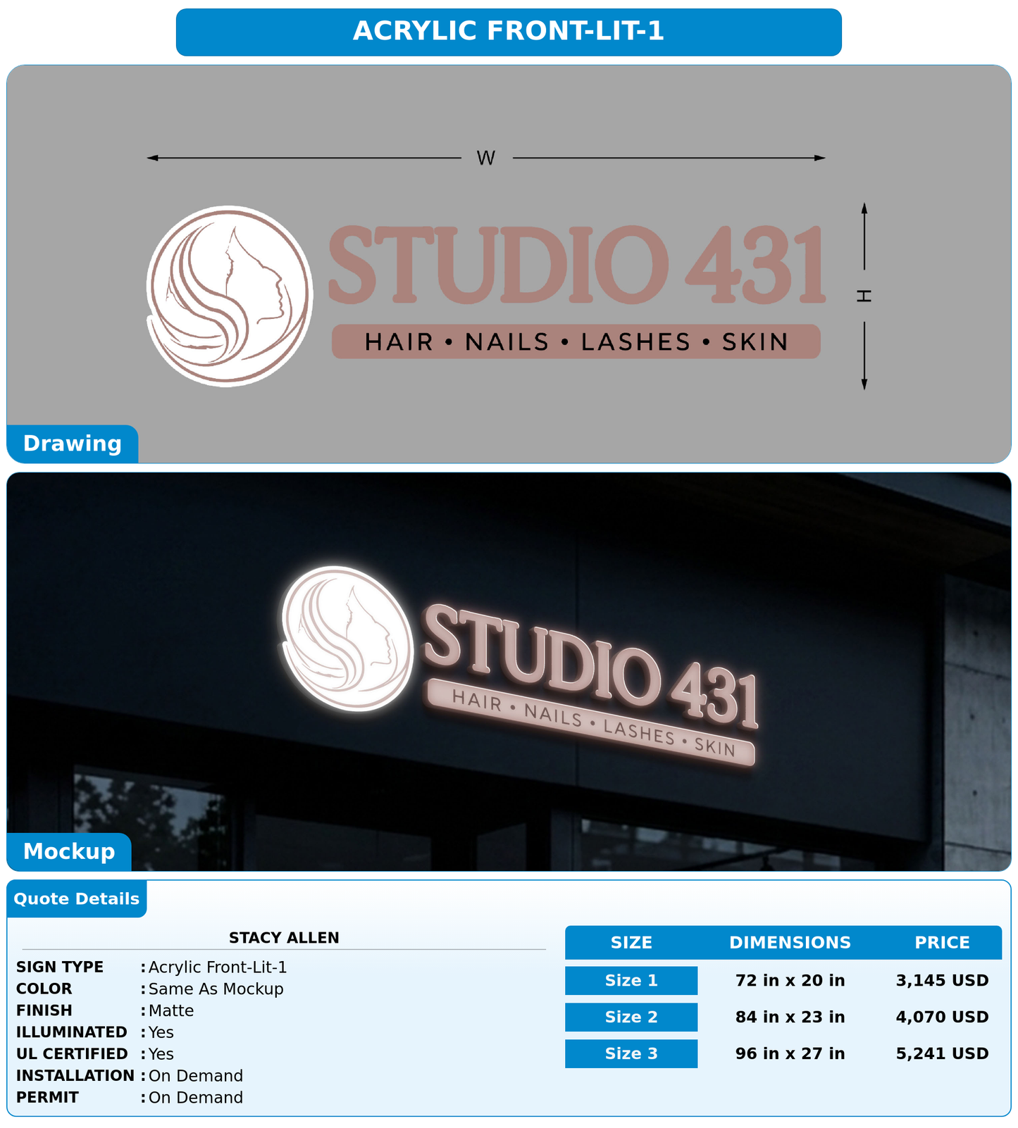 CUSTOM MOCKUP SIGN FOR Stacy Allen