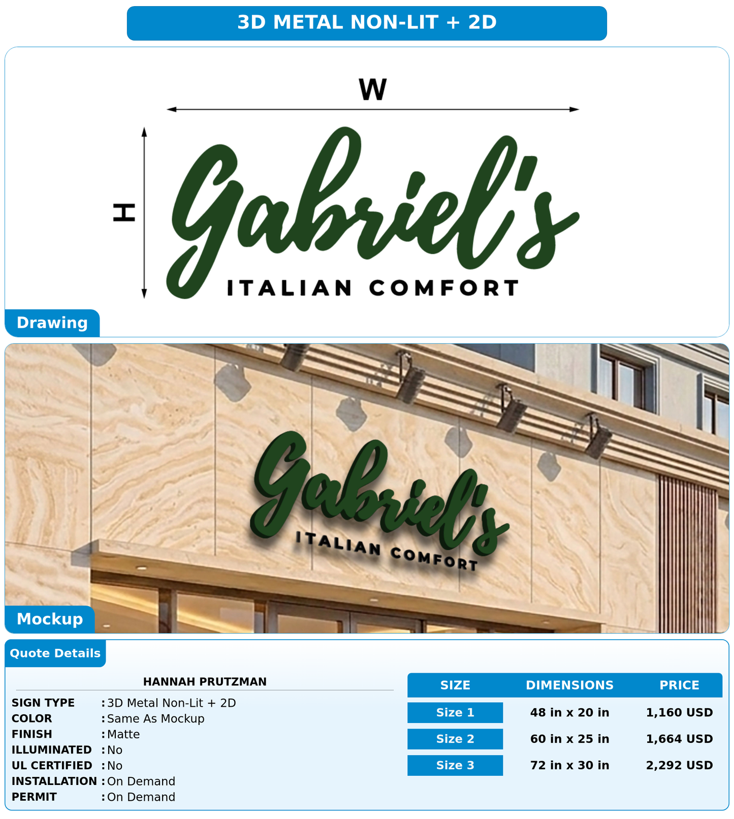 CUSTOM MOCKUP SIGN FOR Hannah Prutzman