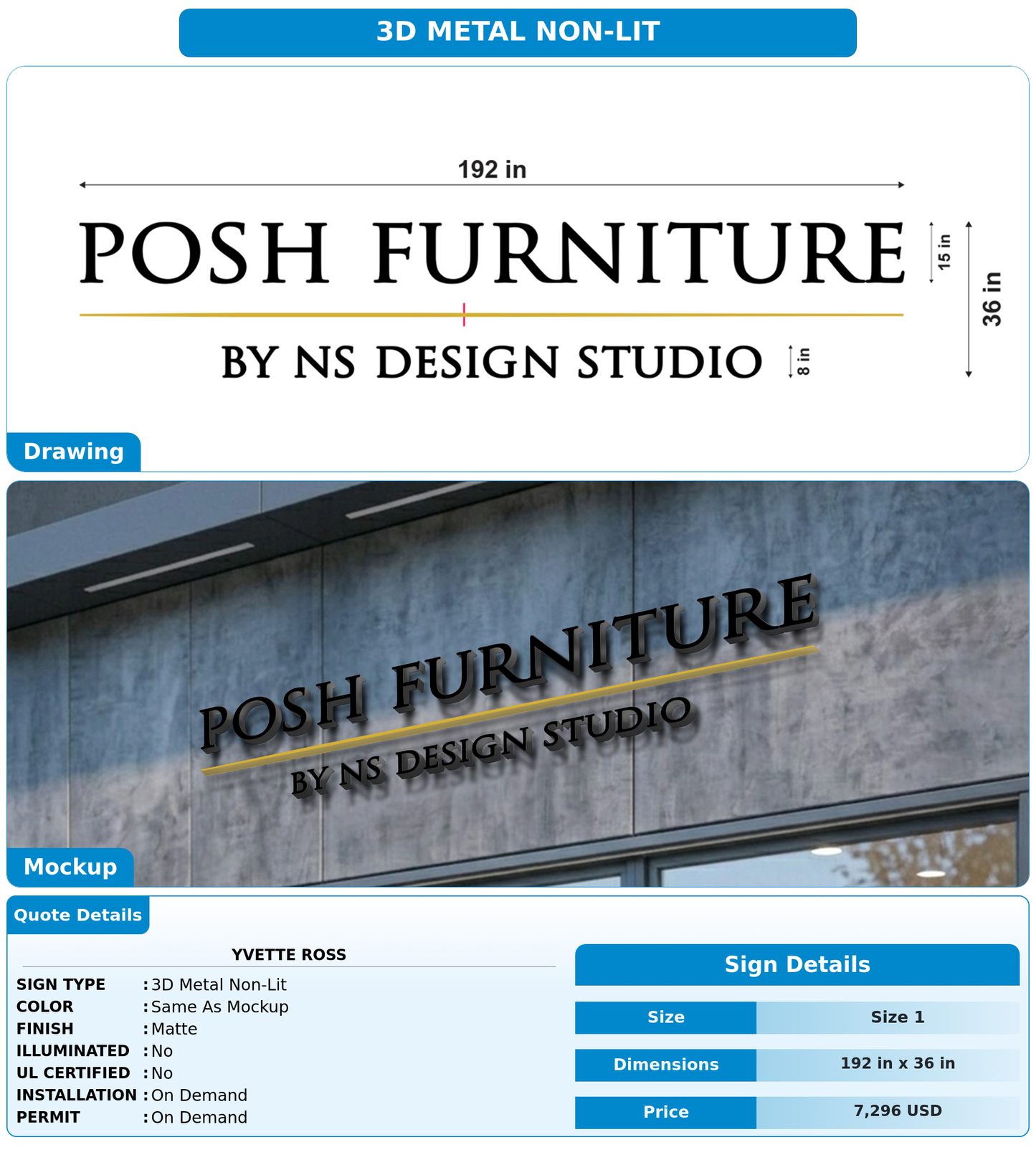 CUSTOM MOCKUP SIGN FOR Yvette Ross