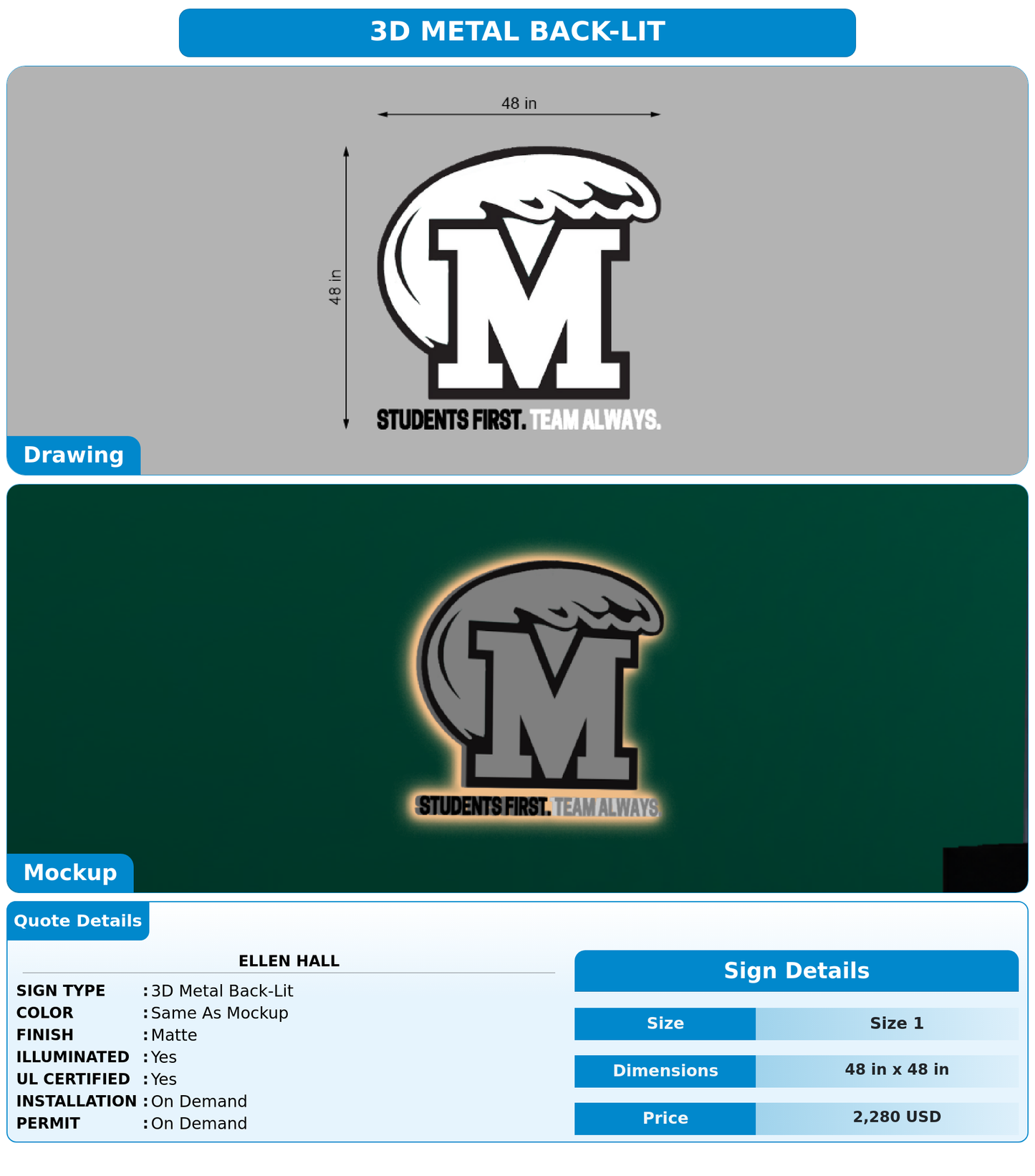 CUSTOM MOCKUP SIGN FOR Ellen Hall