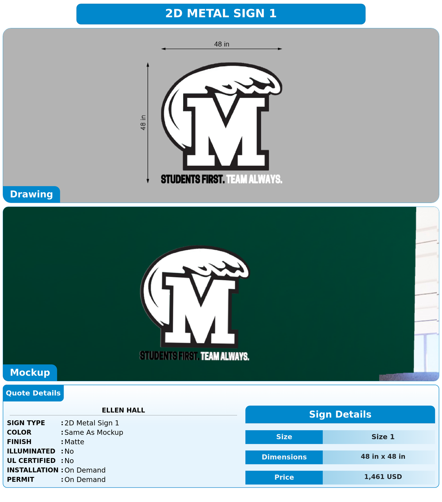 CUSTOM MOCKUP SIGN FOR Ellen Hall