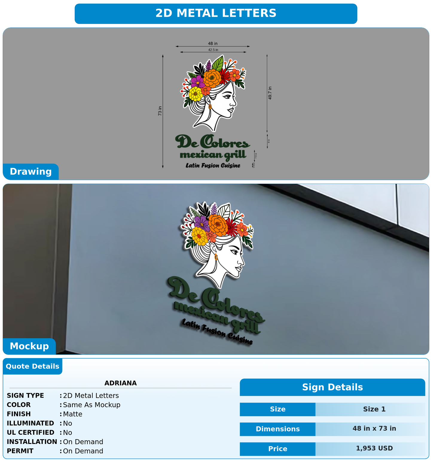 CUSTOM MOCKUP SIGN FOR Adriana