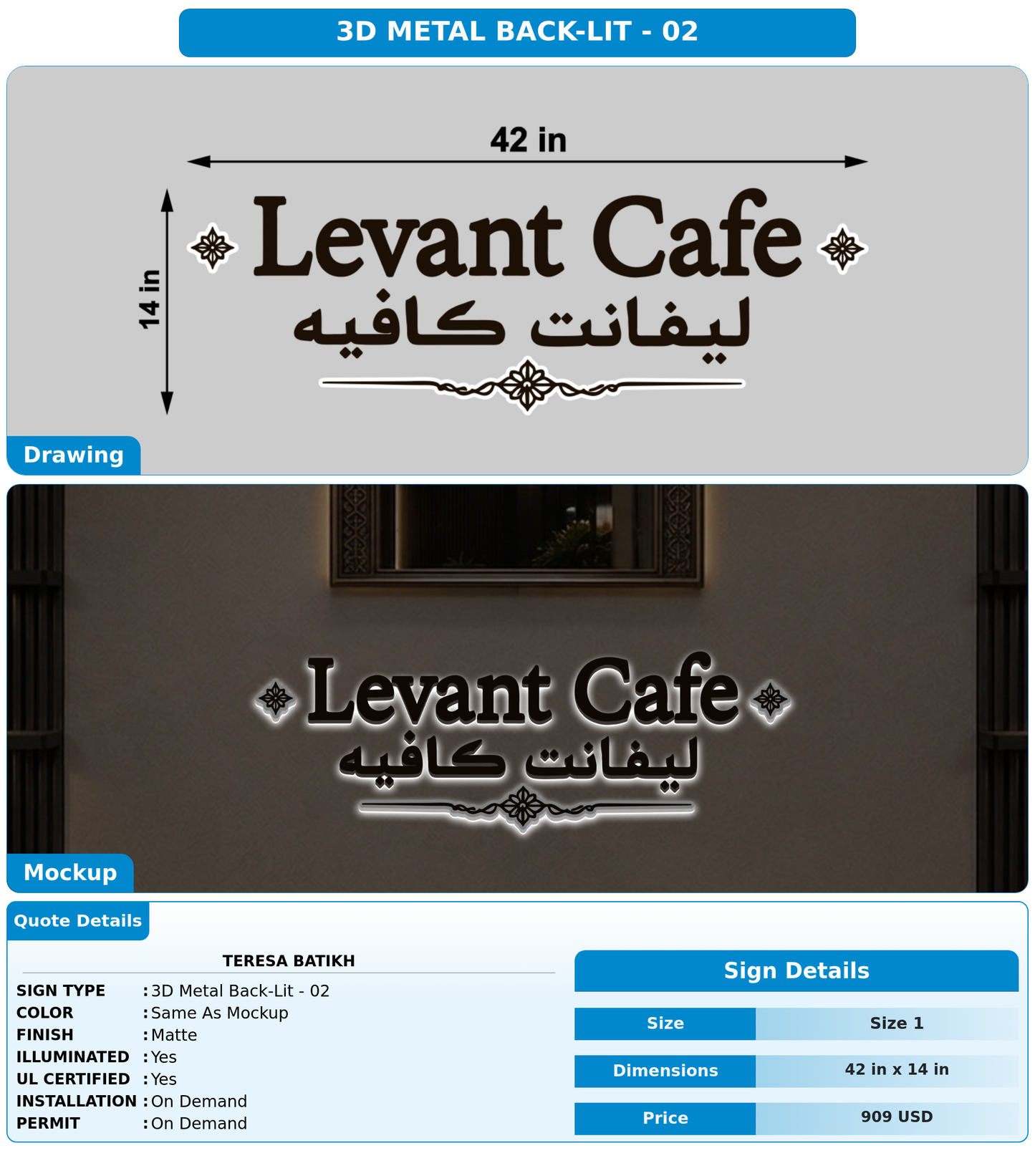 CUSTOM MOCKUP SIGN FOR Teresa Batikh