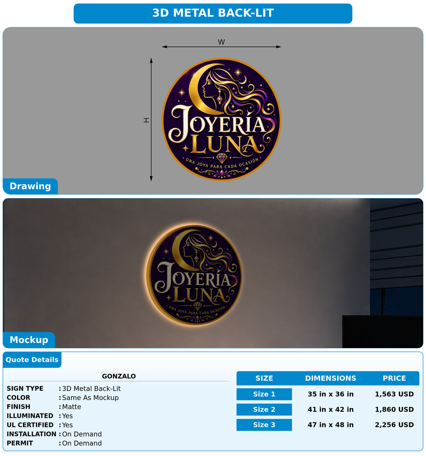 CUSTOM MOCKUP SIGN FOR Gonzalo