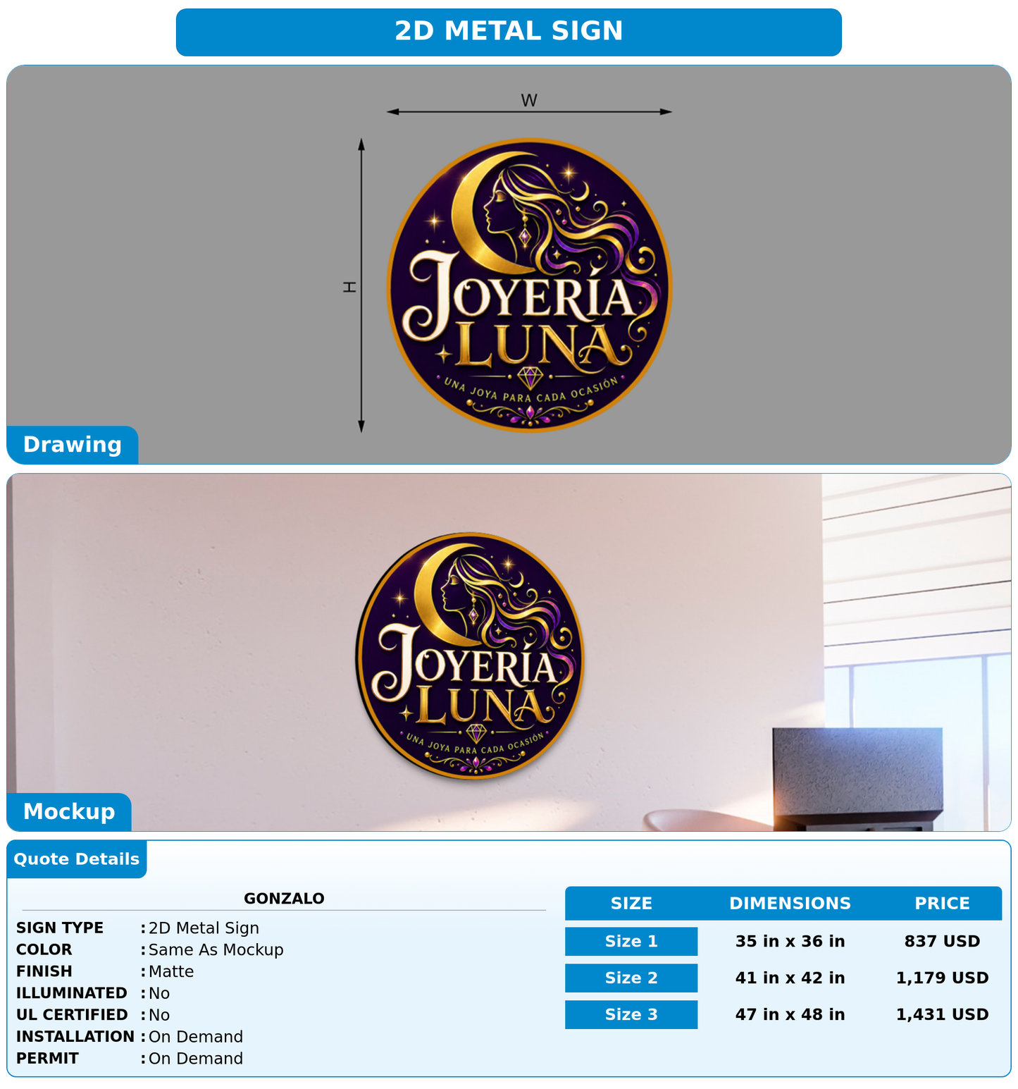 CUSTOM MOCKUP SIGN FOR Gonzalo