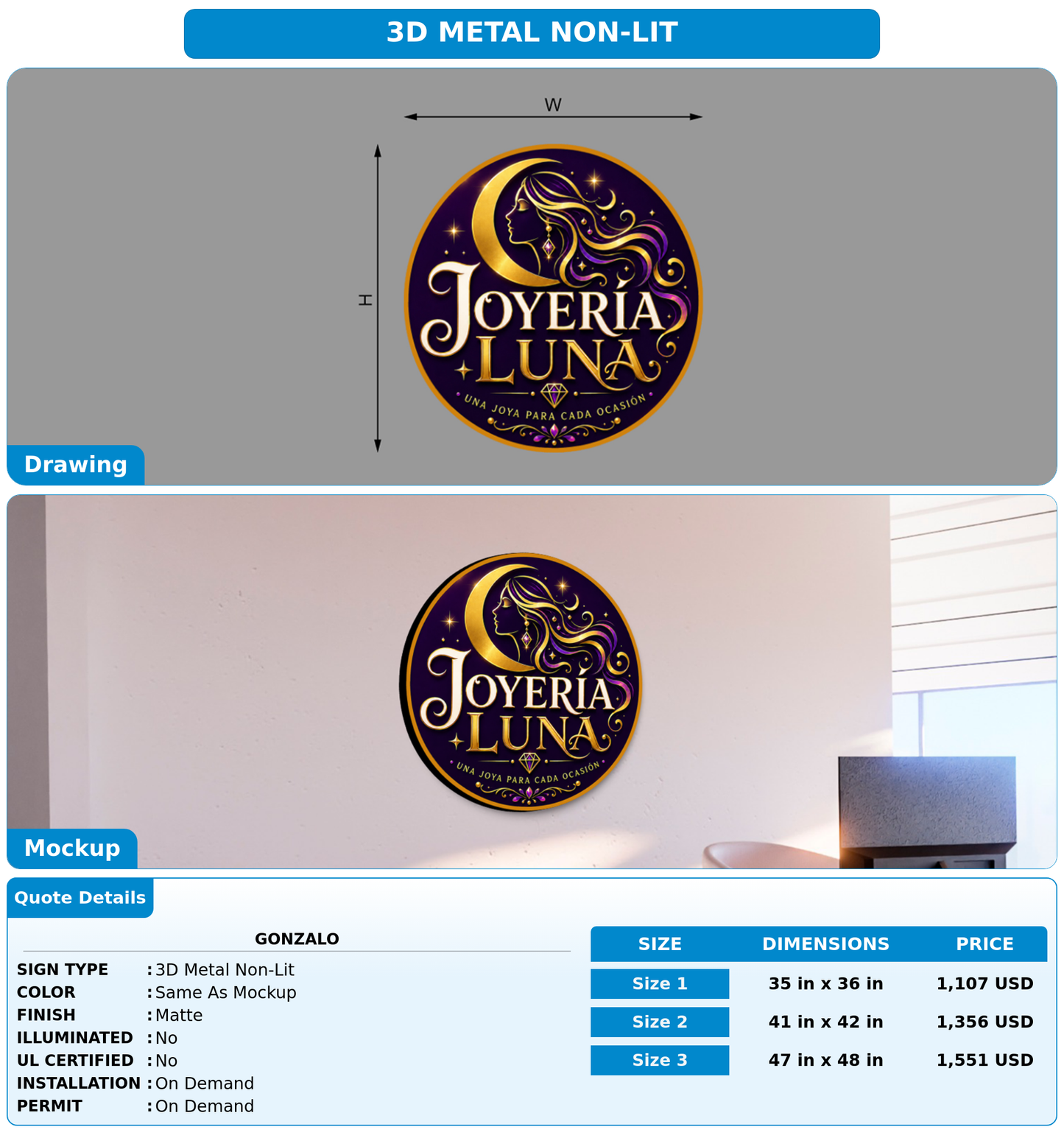 CUSTOM MOCKUP SIGN FOR Gonzalo