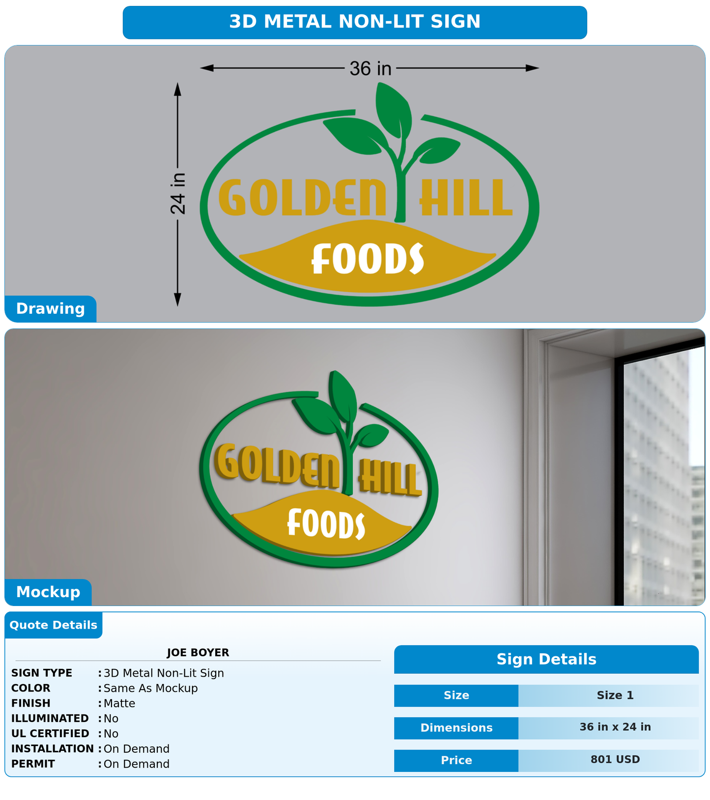CUSTOM MOCKUP SIGN FOR Joe Boyer