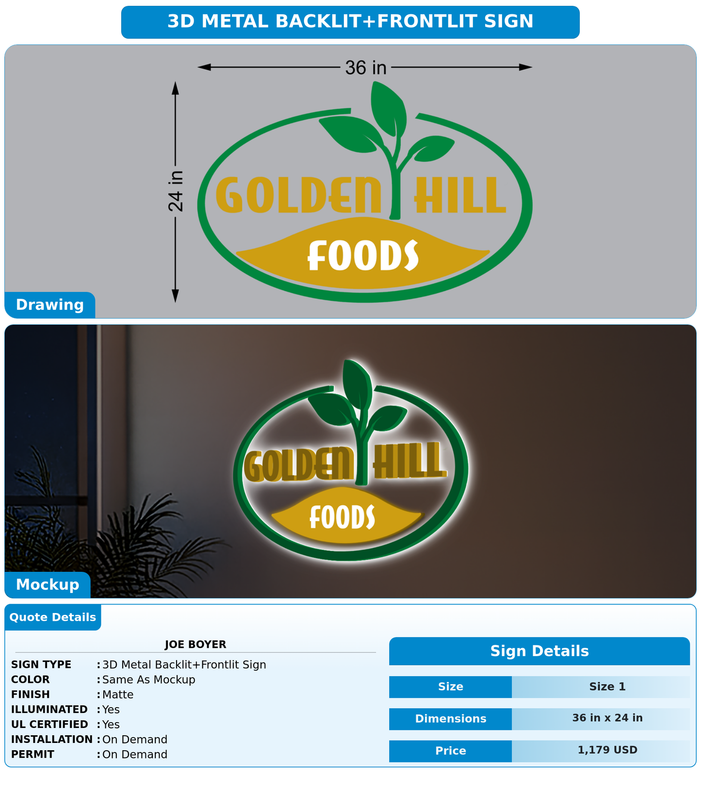 CUSTOM MOCKUP SIGN FOR Joe Boyer
