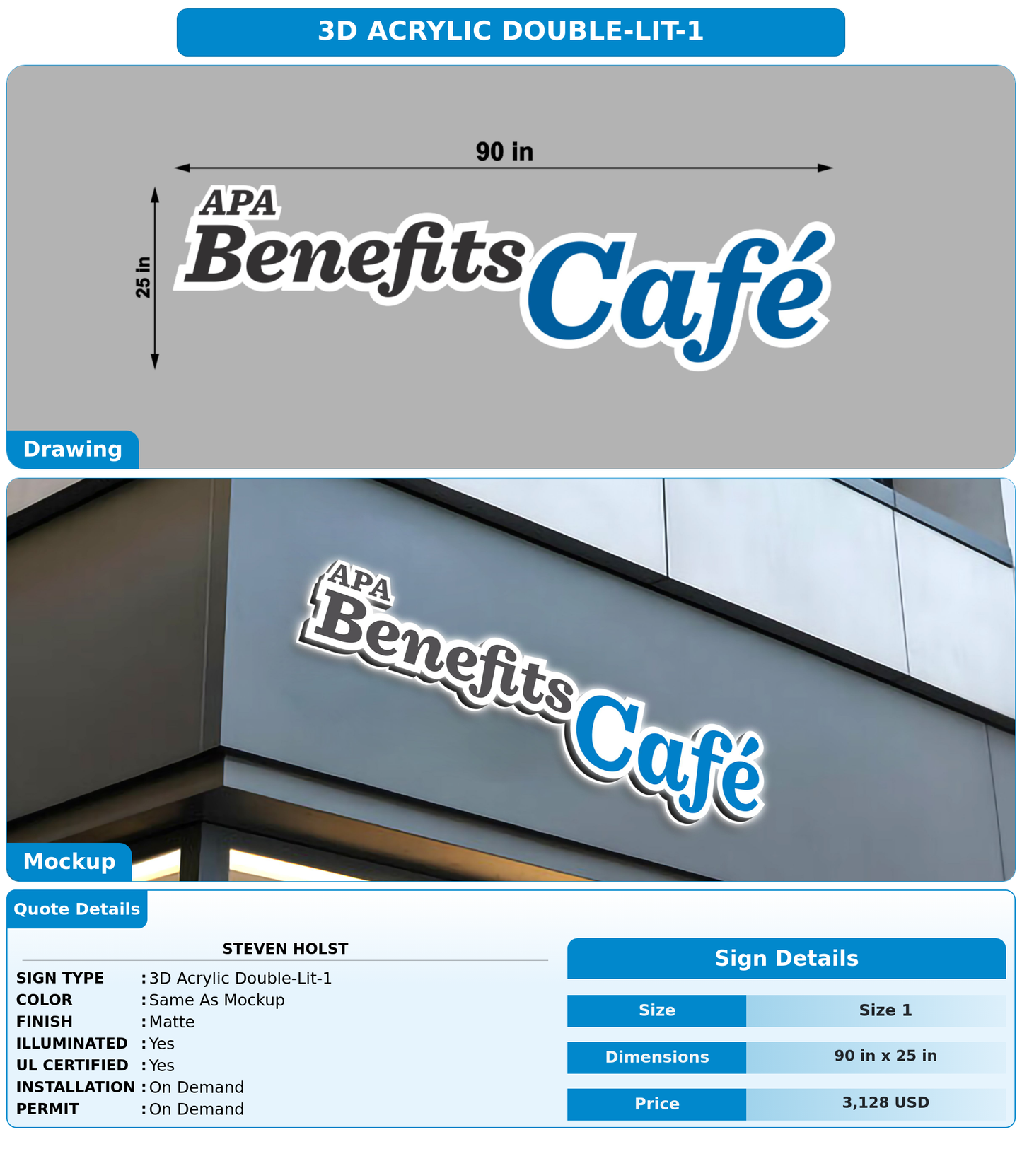 CUSTOM MOCKUP SIGN FOR STEVEN HOLST