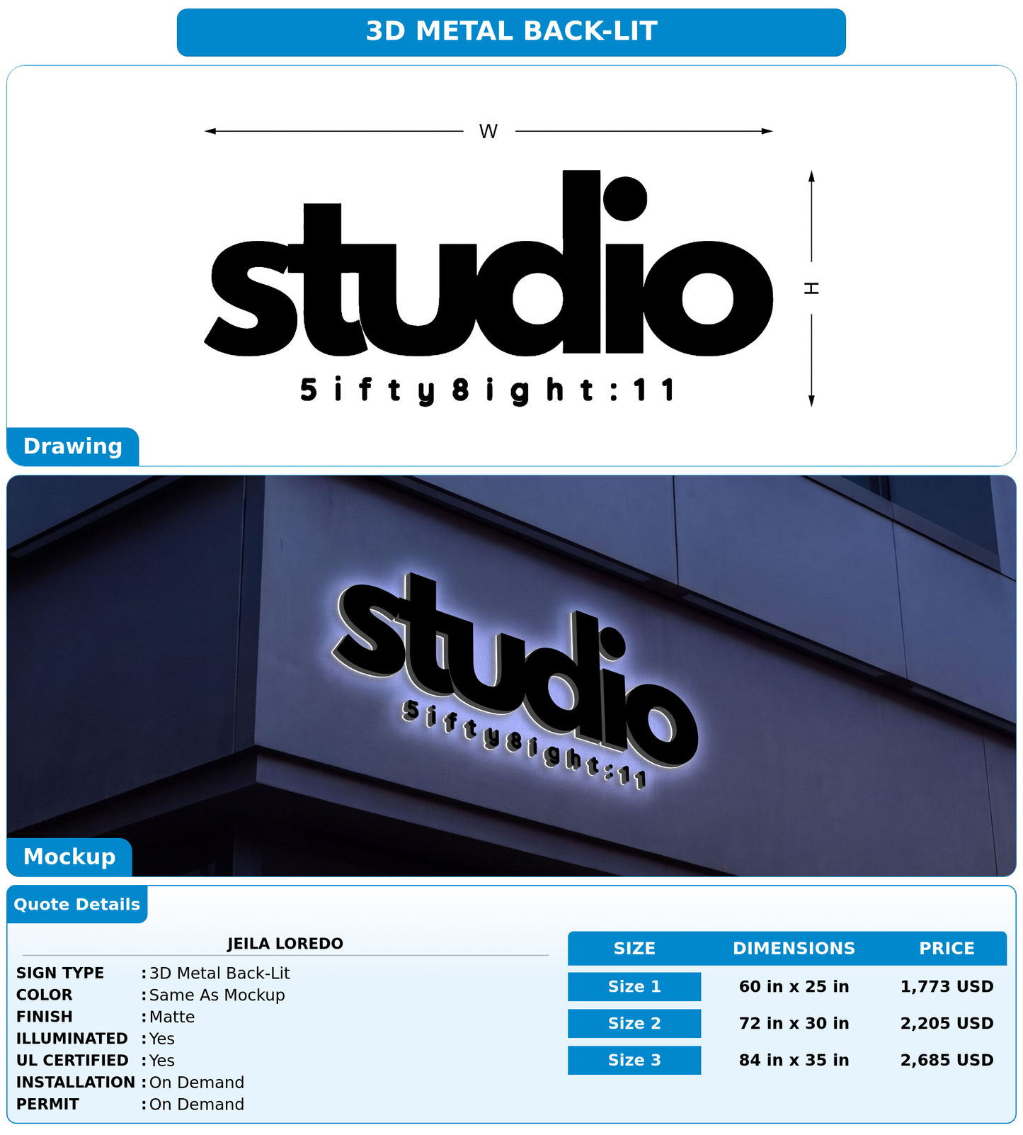 CUSTOM MOCKUP SIGN FOR Jeila Loredo