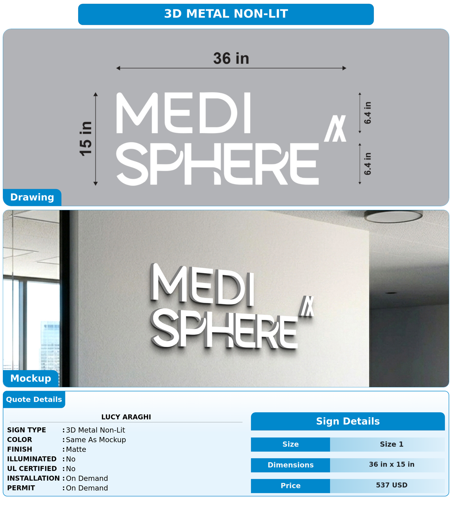 CUSTOM MOCKUP SIGN FOR Lucy Araghi
