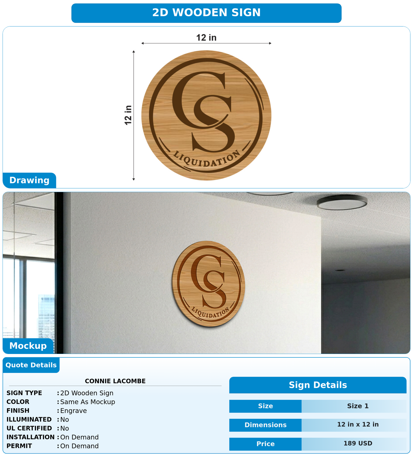 CUSTOM MOCKUP SIGN FOR Connie LaCombe