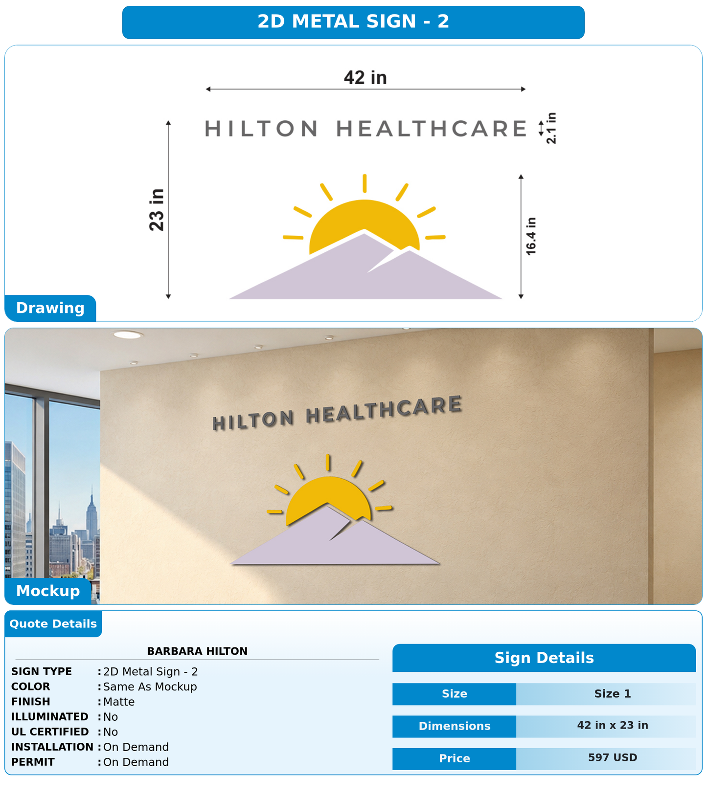CUSTOM MOCKUP SIGN FOR Barbara Hilton