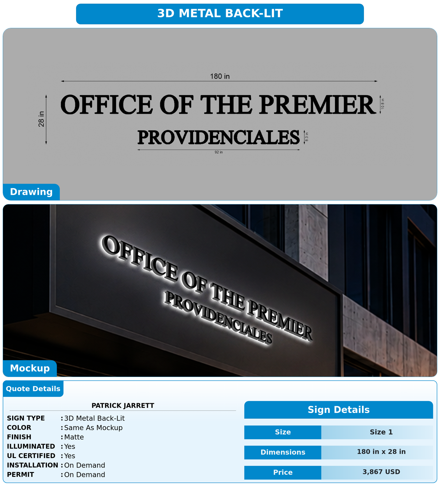 CUSTOM MOCKUP SIGN FOR Patrick Jarrett