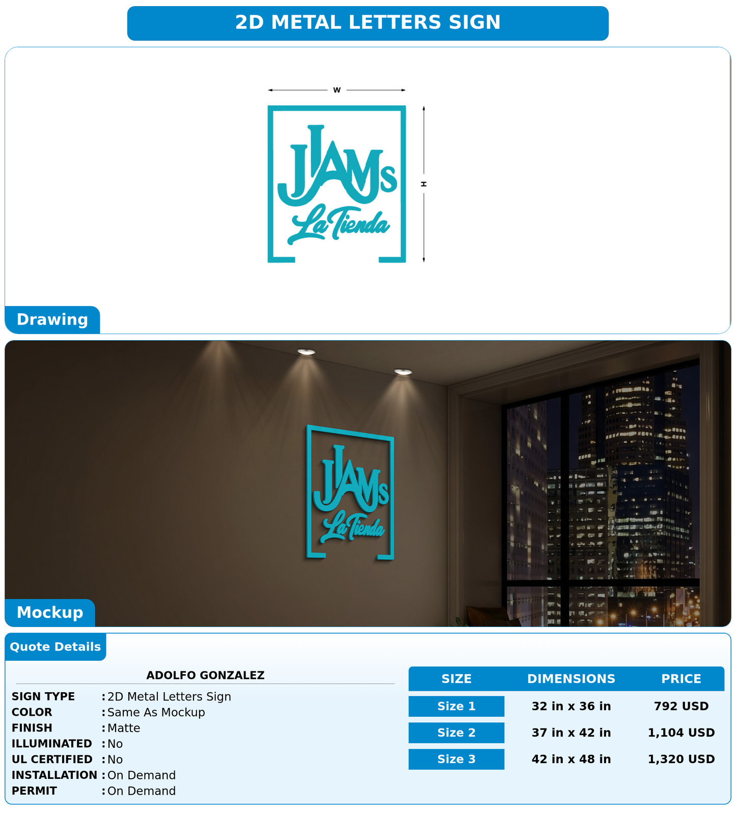 CUSTOM MOCKUP SIGN FOR Adolfo Gonzalez