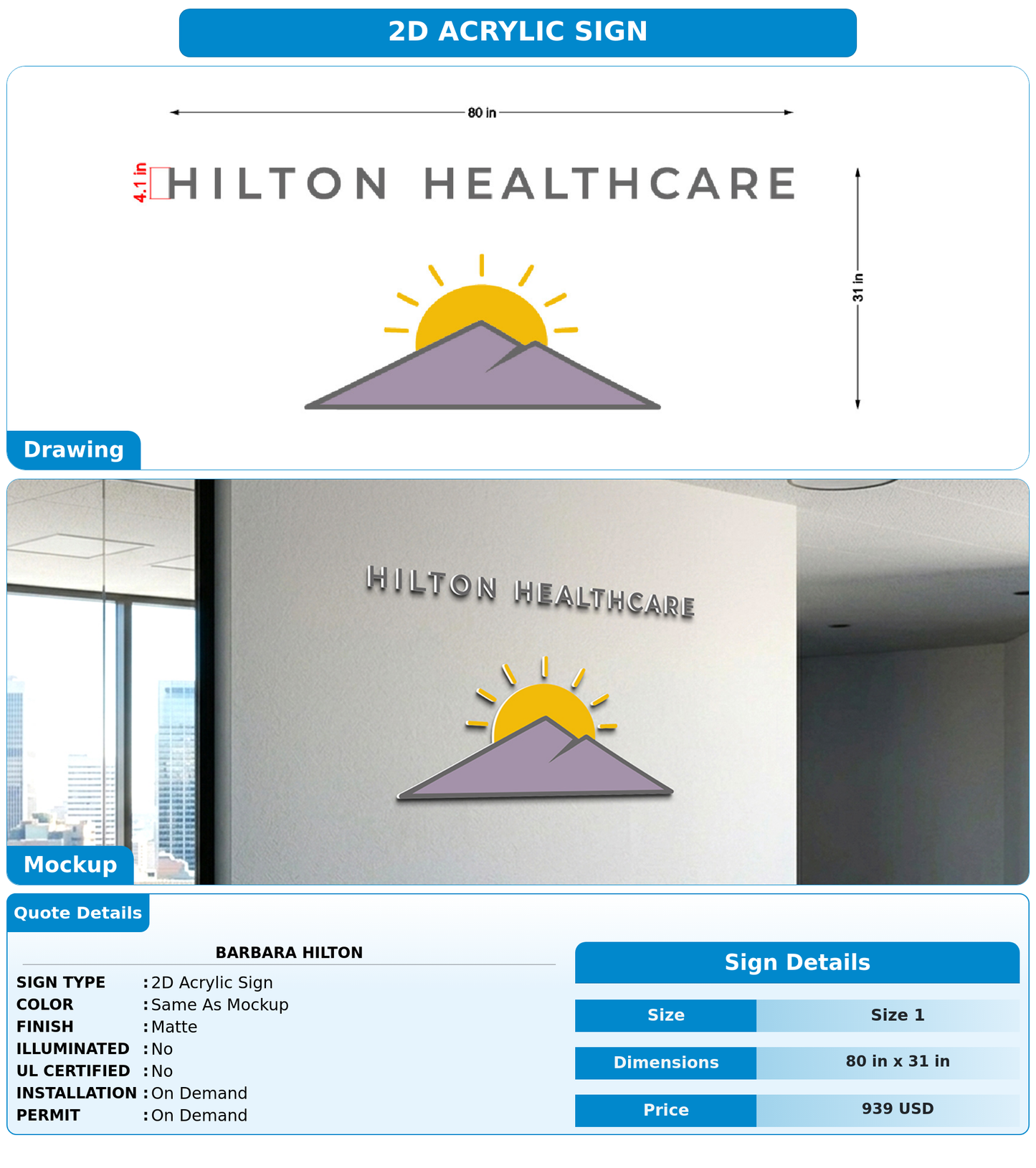 CUSTOM MOCKUP SIGN FOR Barbara Hilton