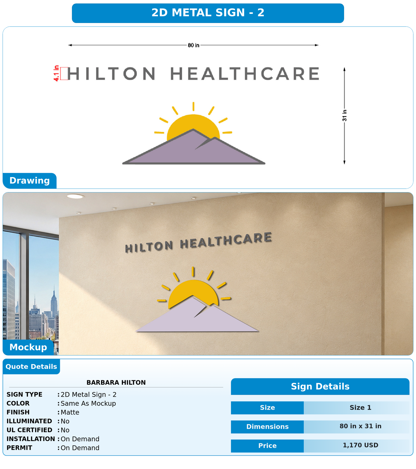 CUSTOM MOCKUP SIGN FOR Barbara Hilton