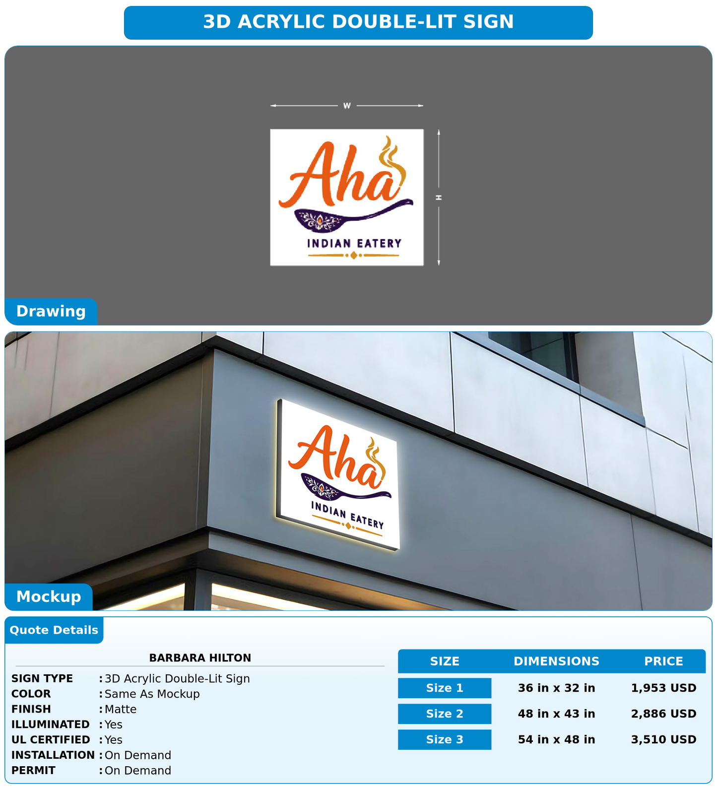 CUSTOM MOCKUP SIGN FOR Barbara Hilton
