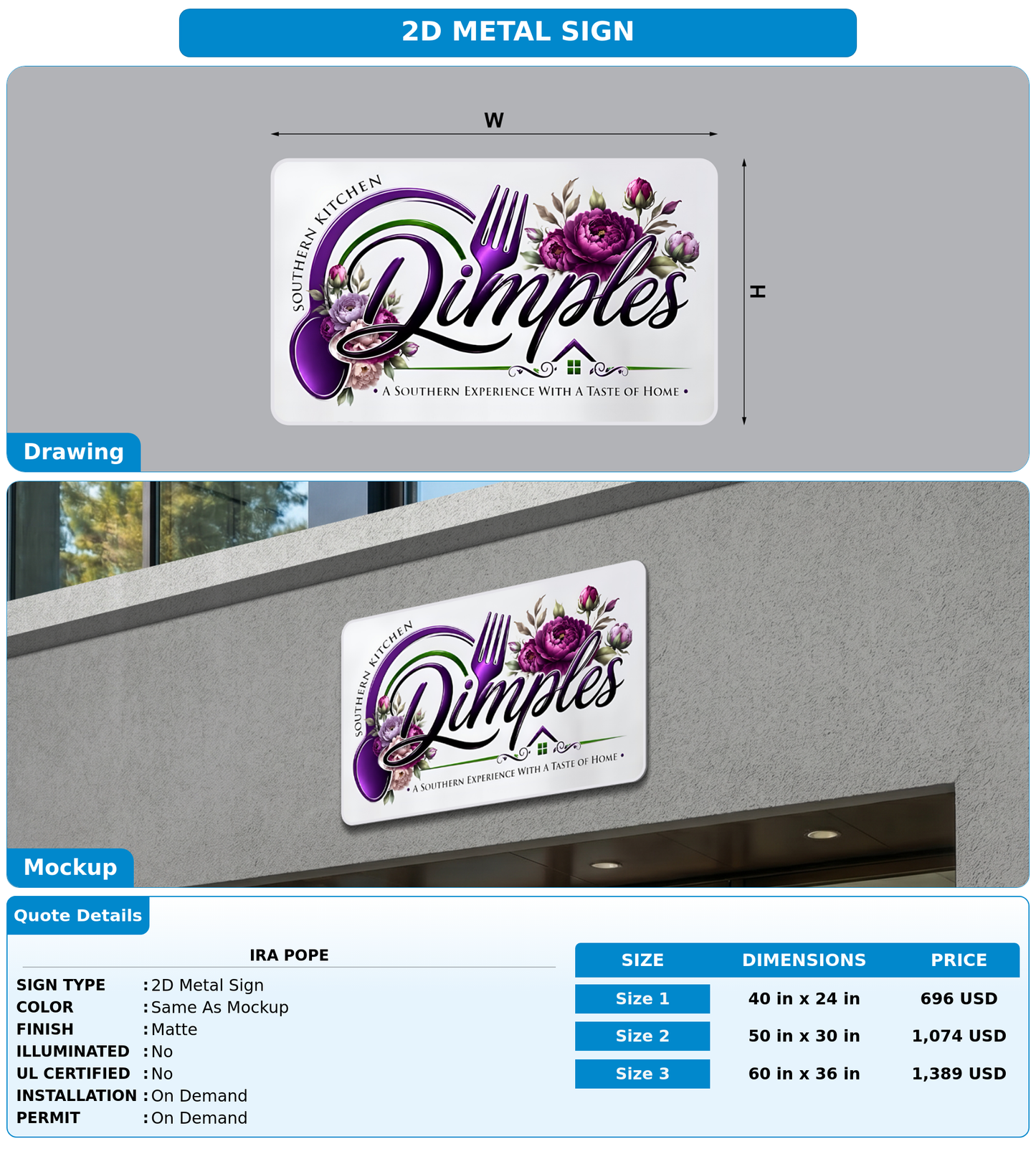 CUSTOM MOCKUP SIGN FOR Ira Pope
