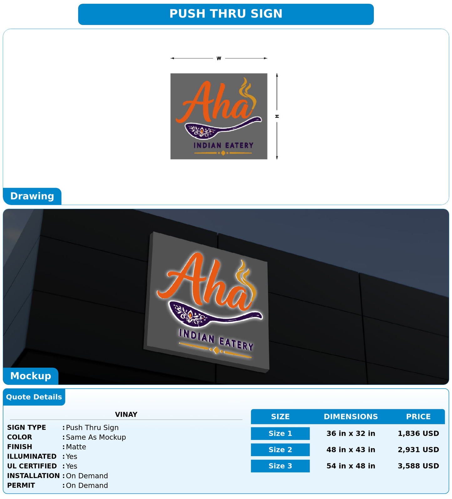 CUSTOM MOCKUP SIGN FOR Vinay